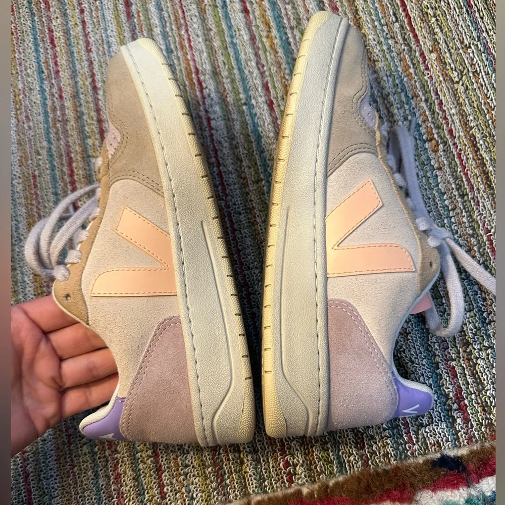 Veja EXCELLENT V-10 suede multico peach sneakers - pink/lavender/tan/butter -6 - Picture 11 of 16